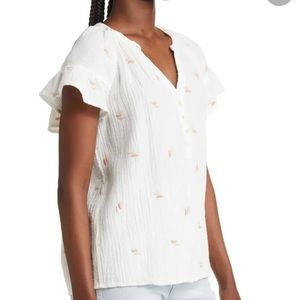 Madewell Lightspun Ruffle Sleeve Henley Top